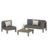 GDFStudio Elowen Outdoor Acacia Wood and Water Repellent Fabric X-Back 3-Piece Right Arm Converstaion Sets - 2 of 4