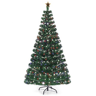 Costway Pre-Lit Fiber Optic Artificial Christmas Tree 280 Lights 7FT