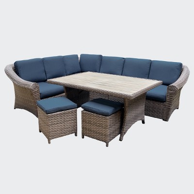 Walton 7pc Sectional Set with Sunbrella - Navy - Leisure Made