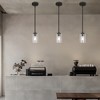 LNC Classic 1-Light 3.9" Transitonal Cylinder Mini Glass Pendant Lights, Black with  Seeded Glass - 4 of 4