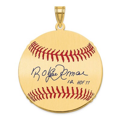 Black Bow Jewelry 14K Gold Plated Roberto Alomar Signature LG Enamel Baseball Pendant
