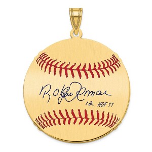 Black Bow Jewelry 14K Gold Plated Roberto Alomar Signature LG Enamel Baseball Pendant - 1 of 4