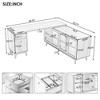 66.5" Modern L-shaped Executive Desk With Delicate Tempered Glass Cabinet Storage Drawers Right-Angle Desk Business Furniture Desk - 3 of 4