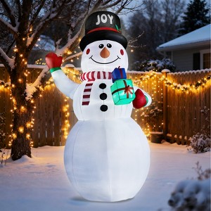 12FT Christmas Inflatable Decoration, Inflatable Giant Snowman Holding Gift Boxes, Blow Up Yard Decorations for Holiday Party Front Yard Lawn Garden - 1 of 4
