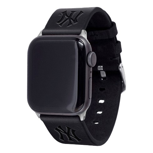 Mlb New York Yankees Apple Watch Compatible Leather Band Black