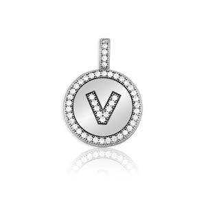 Bella Silver Sterling Silver Micro Pave Circle 18" Pendant Necklace - Available Colors: Silver, Gold - 1 of 2