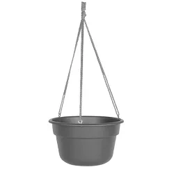 Bloem 12" Wide Dura Cotta Self Watering Hanging Basket Planter Charcoal