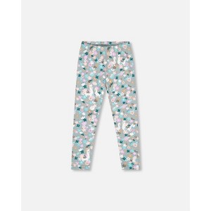 Deux par Deux Girl Organic Cotton Leggings Blue Llama Print - 1 of 4