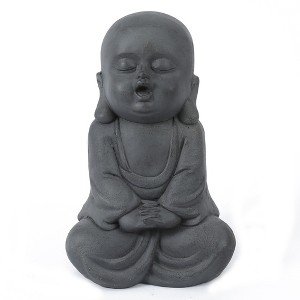 LuxenHome 16.3" LuxenHome Gray MgO Meditating Buddha Garden Statue - 1 of 4