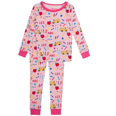 RuffleButts Girls Viscose from Bamboo Ruffle Long Sleeve Pajama Set
