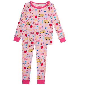 RuffleButts Girls Viscose from Bamboo Ruffle Long Sleeve Pajama Set - 1 of 4