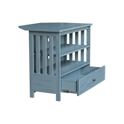 Ocean Blue Solid Parawood Corner TV Stand with Cabinet