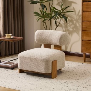 MAYEERTY 27.25" Modern Boucle Lounge Chair, Solid Wood Frame Rolled Backrest Soft Durable Upholstery, Living Room Bedroom Office - 1 of 4
