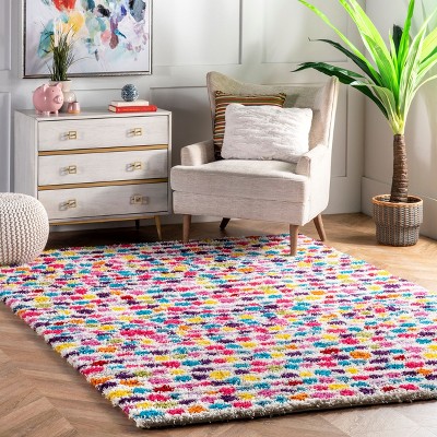 Sunny Spots Multicolor Shag Rug for Kids, 40" Round Synthetic