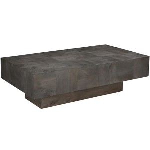 HomeRoots 59" Dark Gray Solid Wood Solid Coffee Table - 1 of 4
