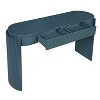 Gulches Entryway Console Table - Natural Wood Grain, Fluted Design, Oval Top, 2 Drawers, Navy - 2 of 4