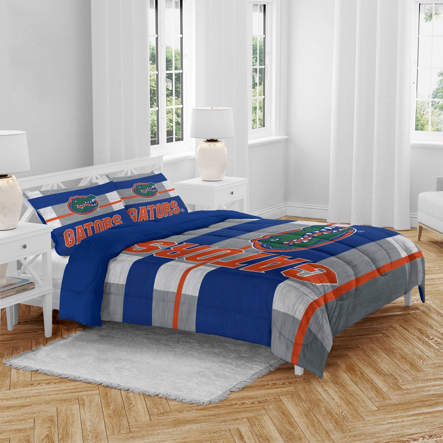 Постельное бельё NCAA Florida Gators Heathered Stripe Queen Bedding Set in a Bag - 3pc, цвет: Полосатый — фото 1