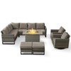 POCASSY 8 Piece Outdoor Sectional Patio Furniture Set, All Weather Gray Wicker Outdoor Furniture Set with Swivel Chair and 41" Propane Fire Pit - 3 of 4