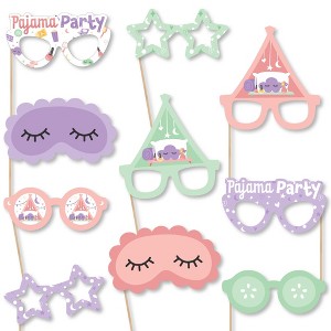 Big Dot of Happiness Pajama Slumber Party Glasses and Masks - Paper Card Stock Girls Sleepover Birthday Party Photo Booth Props Kit - 10 Count - 1 of 4