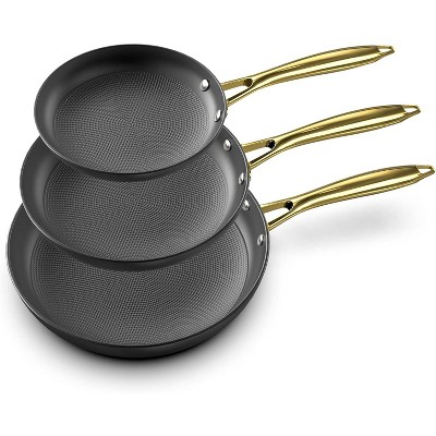 Non Stick Frying Pans, Nonstick Cast Iron Skillets 3 Pcs - 8 Inch, 10 Inch and 12 Inch Nonstick Frying Pan Set, Professional Frying Pans Set