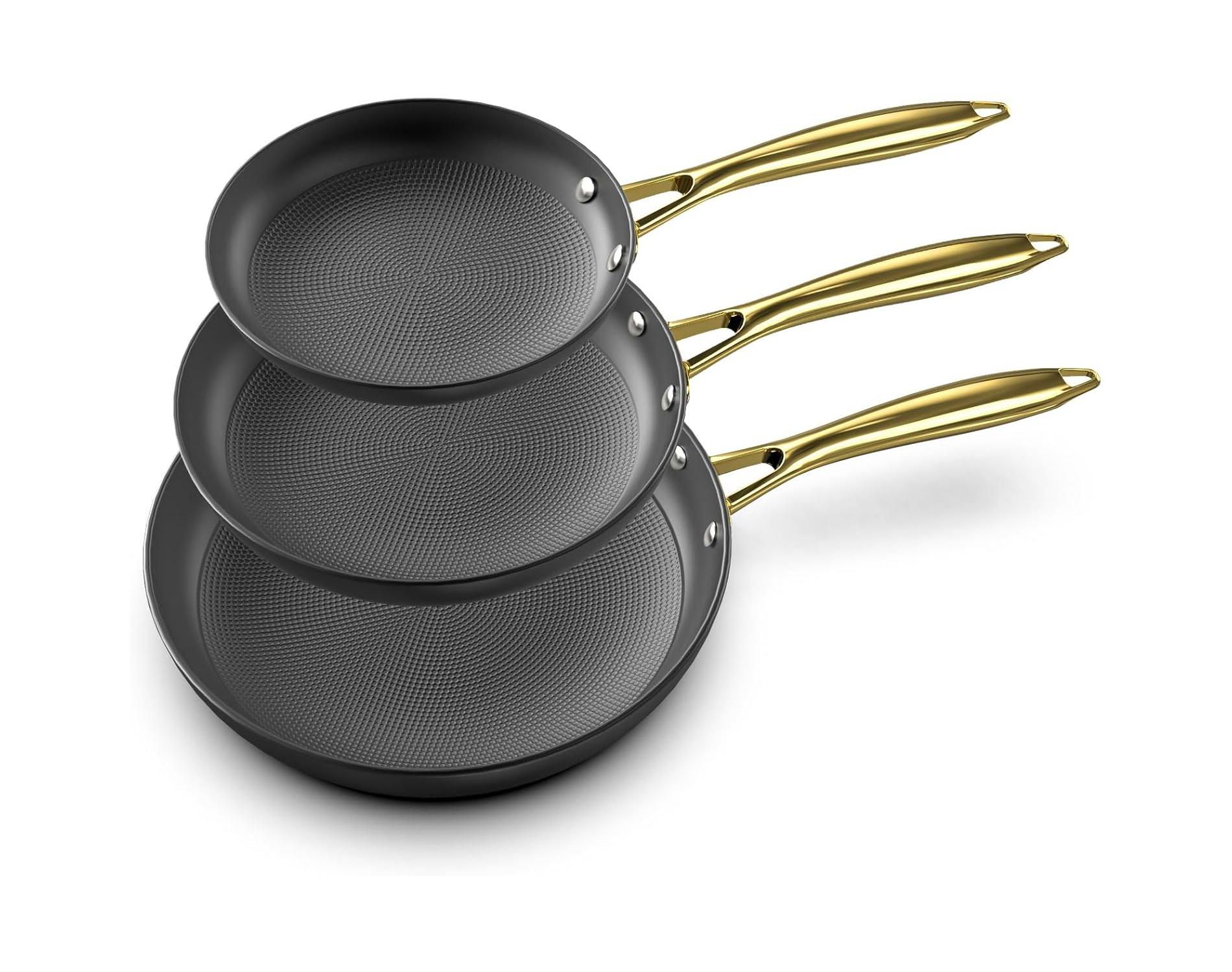 imarku Professional Cooking Utensils, Nonstick Cast Iron Skillets 3 Pcs - 8 Inch, 10 Inch and 12 Inch Nonstick Frying Pizza Pans Set
