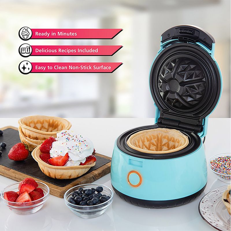Brentwood 5 Inch Electric Waffle Bowl Maker in Blue, 4 of 7