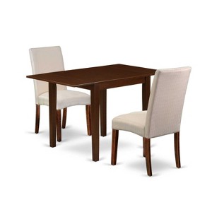 HomeStock 3-Piece Mahogany Finish Solid Wood Top Dining Table Set - 1 of 4