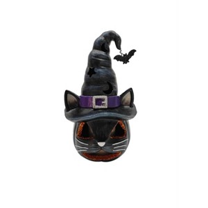 Season's Designs 9" Black Cat with Witch Hat LED Warm White Flashing Lights Halloween Decoration for Indoor & Outdoor Use, Battery Operated (2 AAA - 1 of 1