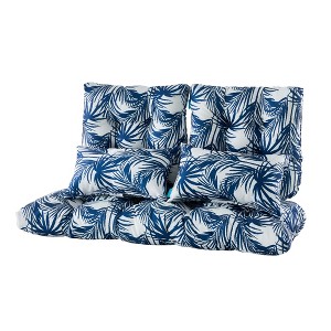 ARTPLAN Outdoor Cushions for Settee,Wicker Loveseat Cushions with Tie,Tufted Patio Cushions 2 U-Shaped Set of 5 Piece,L44xW19，Floral - 1 of 4