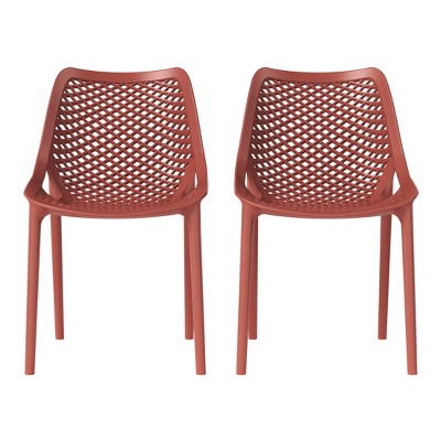 WestinTrends Playa Outdoor Stackable Modern Plastic Dining Chairs (Set of 2)