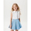 Girl's Two Piece Cute Spring Summer Outfits Sleeveless Button Down Collar Tops Ruffle Shirt and Pleated Mini Skirt Set 4-13 Years - 4 of 4