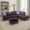 3-Piece L-Shaped Combination Sofa Set in Grey Linen for Living Room - 2 of 4