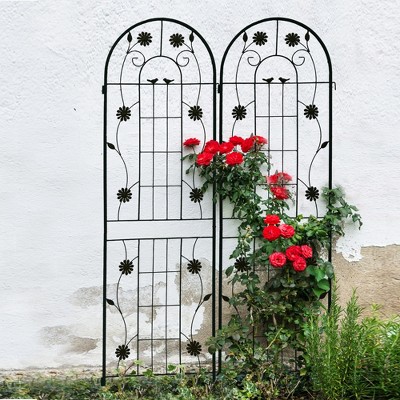 Maggift Patio Decorative Screens, Iron Arch Decoration Garden Trellis, for Outdoor for Climbing Plants Support, Flowerbed, Black, 40"*19.7"*71"