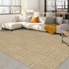 Washable Area Rug Soft Rugs for Living Room Modern Striped Non Slip Rug Geometric Checkered Foldable Print Mat - 3 of 4