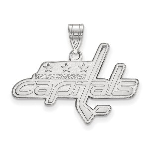Black Bow Jewelry 14k White Gold Washington Capitals NHL Large Pendant - 1 of 3