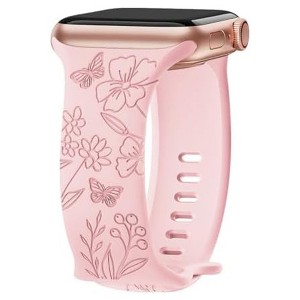 HTUTWOO Engraved Butterfly Apple Watch Band, Soft Silicone Strap 38/40/41/42/44/45/49mm, for iWatch Series 10 9 8 7 6 5 4 3 2 1 SE Ultra - 1 of 4