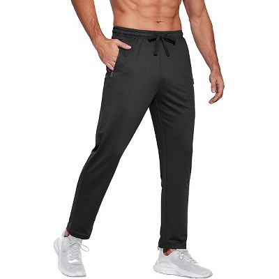 Lomsoe Men's Sweatpants Open Bottom Lightweight Athletic Running Joggers Gym Workout Pants with Zipper Pockets