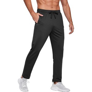 Lomsoe Men's Sweatpants Open Bottom Lightweight Athletic Running Joggers Gym Workout Pants with Zipper Pockets - 1 of 1