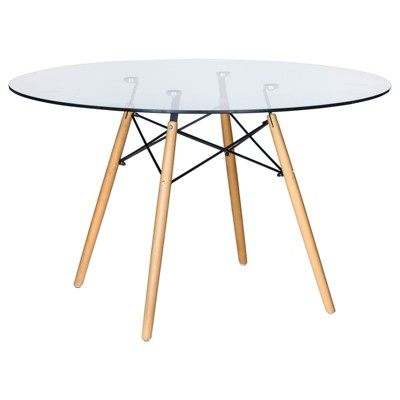 LeisureMod Dover Round Dining Table with Eiffel Base for Kitchen & Dining Room