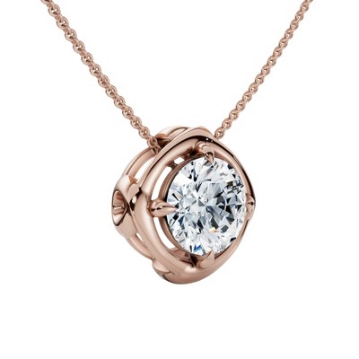 Pompeii3 3/4Ct Natural Diamond Unspoken Pendant 14k Gold 18" Women's Solitaire Necklace