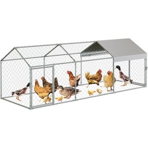 Acekool Large Metal Chicken Coop with Run, 120x40x40 Inch Poultry Cage, Waterproof Cover & Security Lock, Black - 1 of 4