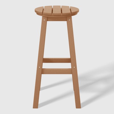 Teak 29" Backless HDPE Outdoor Bar Stools, Set of 2