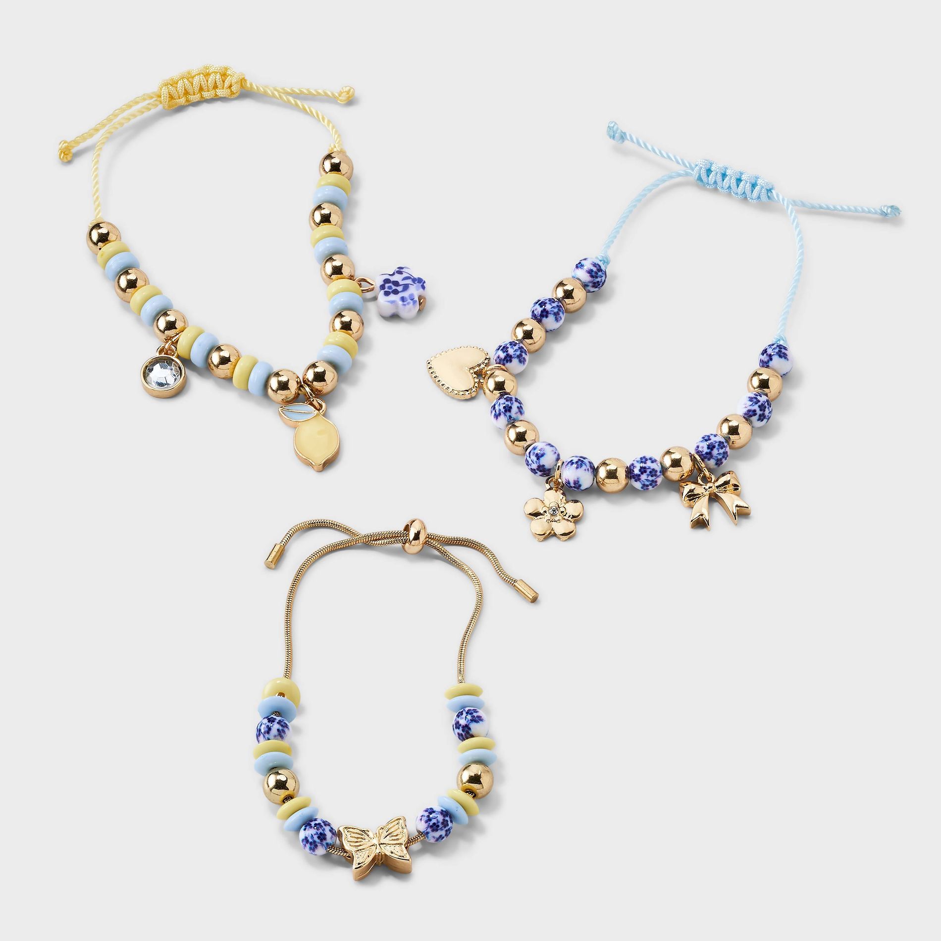 Girls' 3pk Fruit and Flowers Bracelet Set - Cat & Jack™ Blue