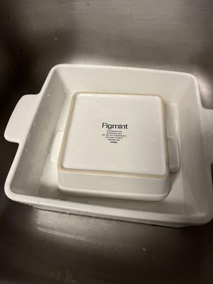 2pc Stoneware Square Baking Dish Set Cream - Figmint™
