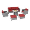 Sonkuki 6-Piece Patio Sofa with Square Fire Pit Table and Swivel Rocking Chairs, Conversation Couch with Cushion - 2 of 4