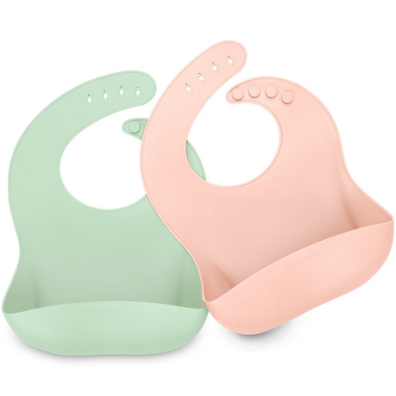 KeaBabies 2-Pack Silicone Bibs For Babies, Food Grade Silicone Baby Bibs for Eating, Feeding, Toddler Bibs, Boys, Girls, 1 of 11