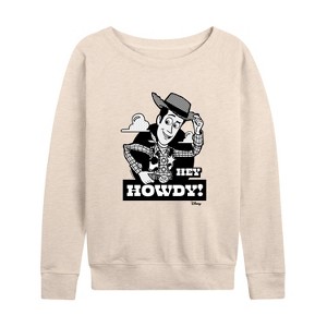 Women's - Disney - Hey Howdy Lightweight French Terry Wide Neck Long Sleeve Shirt - 1 of 4