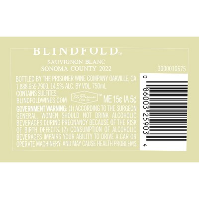 Blindfold Sauvignon Blanc White Wine by The Prisoner - 750ml Bottle