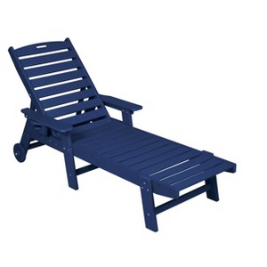 Gulches Outdoor Lounge Chair ¨C Wood Texture, 5-Position Backrest, Wheels & Cup Holder for Pool/Deck/Poolside (400lbs Capacity) - 1 of 4