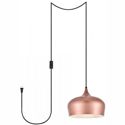 Elegant Lighting Nora 1 Light honey gold plug-in pendant